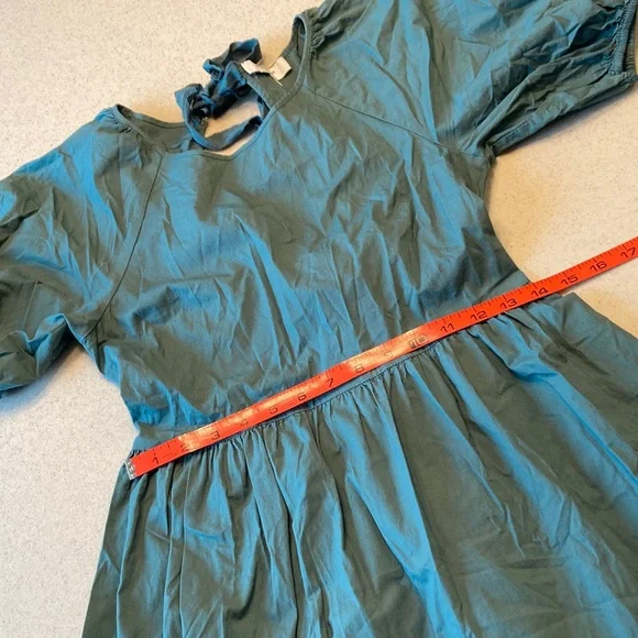 Peter Som Dark Green-Blue Mini Dress Puff Sleeves Women Size 6 - Picture 12 of 15